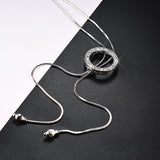 BYSPT Shiny Crystal Circle Silver Color Women's Pendant Necklaces Jewelry Pendant Long Necklace Women Chain Fashion Jewelry
