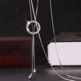 BYSPT Shiny Crystal Circle Silver Color Women's Pendant Necklaces Jewelry Pendant Long Necklace Women Chain Fashion Jewelry