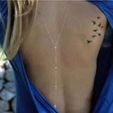 Back Drop Chain Necklace Beach Jewelry Elegant Long Rhinestones Wedding Accessories Backless Chain Necklace for Women