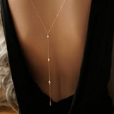 Back Drop Chain Necklace Beach Jewelry Elegant Long Rhinestones Wedding Accessories Backless Chain Necklace for Women