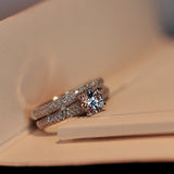 Bamos Luxury Female White Bridal Wedding Ring Set Fashion 925 Silver Filled Jewelry Promise CZ Stone Engagement Rings For Women
