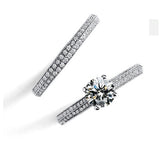 Bamos Luxury Female White Bridal Wedding Ring Set Fashion 925 Silver Filled Jewelry Promise CZ Stone Engagement Rings For Women