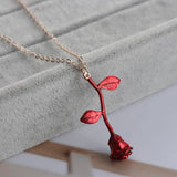 Bijoux Red Rose Flower Pendant Necklace Statement Necklace Women Choker Rose Gold Color FlowerBoho Charm Jewelry Nice Gifts