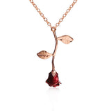Bijoux Red Rose Flower Pendant Necklace Statement Necklace Women Choker Rose Gold Color FlowerBoho Charm Jewelry Nice Gifts
