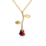 Bijoux Red Rose Flower Pendant Necklace Statement Necklace Women Choker Rose Gold Color FlowerBoho Charm Jewelry Nice Gifts