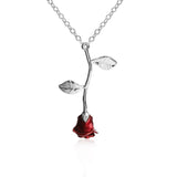 Bijoux Red Rose Flower Pendant Necklace Statement Necklace Women Choker Rose Gold Color FlowerBoho Charm Jewelry Nice Gifts