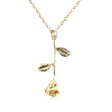 Bijoux Red Rose Flower Pendant Necklace Statement Necklace Women Choker Rose Gold Color FlowerBoho Charm Jewelry Nice Gifts