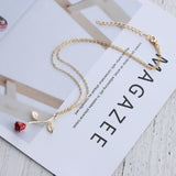 Bijoux Red Rose Flower Pendant Necklace Statement Necklace Women Choker Rose Gold Color FlowerBoho Charm Jewelry Nice Gifts