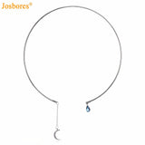 Bohemia Rhinestone Full Zircon Moon Pendants Collar Necklaces for Women Elegant Gold Silver Color Crystal Circle Choker Necklace