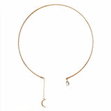 Bohemia Rhinestone Full Zircon Moon Pendants Collar Necklaces for Women Elegant Gold Silver Color Crystal Circle Choker Necklace