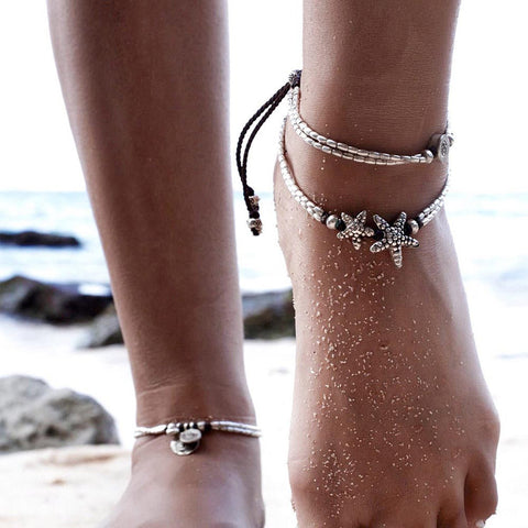 Boho Starfish Anklet Vintage Ankle Bracelet For Women Buddha Foot Jewelry Summer Barefoot Beach