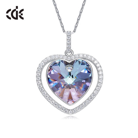 CDE 925 Sterling Silver Necklace Embellished with crystals from Swarovski Necklace Pendant For Women Heart Necklace Collares