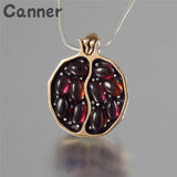 Canner Red Stone Split Pomegranate Necklace Jewelry Long Chain Fruit Choker Necklace For Women Girls Garnet Necklace Gifts A30