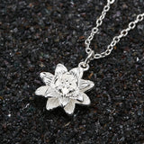 Chic Ladies Lotus Flower Pendant Necklace Boho Women Sexy Neck Jewelry Accessories Shellhard Silver Color Collare Necklaces