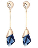 Classic Elegant Long Earrings For Women Fashion Geometric Crystal Gold Color Water Drop Earring Brincos Bijoux Jewelry