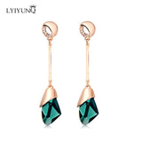 Classic Elegant Long Earrings For Women Fashion Geometric Crystal Gold Color Water Drop Earring Brincos Bijoux Jewelry