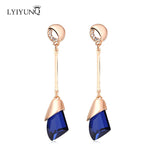 Classic Elegant Long Earrings For Women Fashion Geometric Crystal Gold Color Water Drop Earring Brincos Bijoux Jewelry