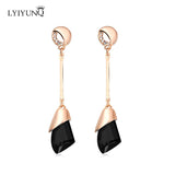 Classic Elegant Long Earrings For Women Fashion Geometric Crystal Gold Color Water Drop Earring Brincos Bijoux Jewelry