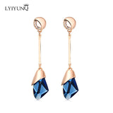 Classic Elegant Long Earrings For Women Fashion Geometric Crystal Gold Color Water Drop Earring Brincos Bijoux Jewelry