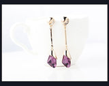 Classic Elegant Long Earrings For Women Fashion Geometric Crystal Gold Color Water Drop Earring Brincos Bijoux Jewelry