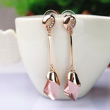 Classic Elegant Long Earrings For Women Fashion Geometric Crystal Gold Color Water Drop Earring Brincos Bijoux Jewelry