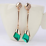 Classic Elegant Long Earrings For Women Fashion Geometric Crystal Gold Color Water Drop Earring Brincos Bijoux Jewelry