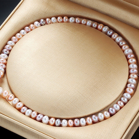 Clearance Sale ! AAAA Natural Freshwater Pearl Necklace For Women Elegant Real Pearl Jewelry Silver Multi Color Necklaces