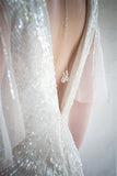 Crystal Long Backdrop Necklace Pendant Women Gold Silver Color Chain Drop Back Chain Jewelry Pearl Wedding Dress DIY Accessories