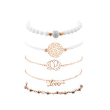 DIEZI Bohemian Lotus Flower Charm Bracelets Sets For Women Fashion Gold Metal Chain Beads Strand Bracelets Bangles Jewelry Gifts