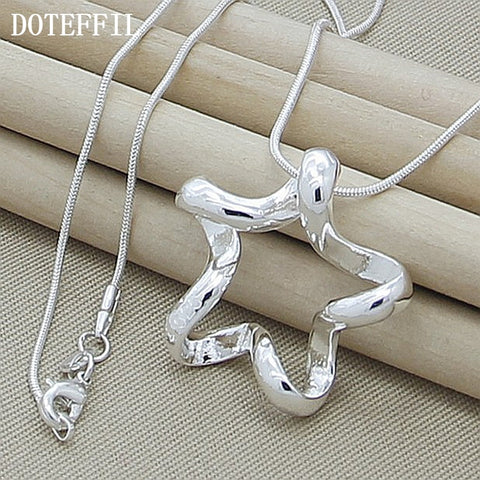 DOTEFFIL Hot Selling 925 Silver Color Jewelry Brand Necklace 18 Inches Fashion Starfish Pendant Necklace Women Free Shipping