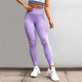 Diqian Super Stretchy Women Gym Tights Energy Seamless Tummy Control Yoga Pants High Waist Sport Leggings Purple Running Pants