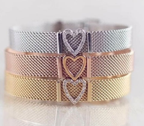 Somsoar Love Bracelet  Jewelry Silver Rose Gold SOULMA Mesh Bracelet Set Valentines Gift for Women