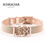 Somsoar Love Bracelet  Jewelry Silver Rose Gold SOULMA Mesh Bracelet Set Valentines Gift for Women