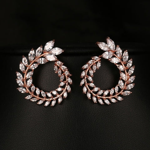 Emmaya Cheap Women Stud Earrings High Quality AAA Clear Color Cubic Zirconia Stone Flower Earring Factory Price