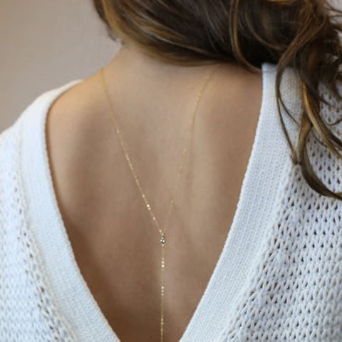 European and American fashion accessories fashion simple gift necklace water drill back chain