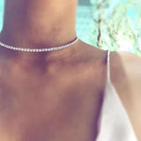 Fashion 1PC Simple Rhinestones Temperament Necklace For women Silver Gold color female clavicle choker Weddings Jewelry