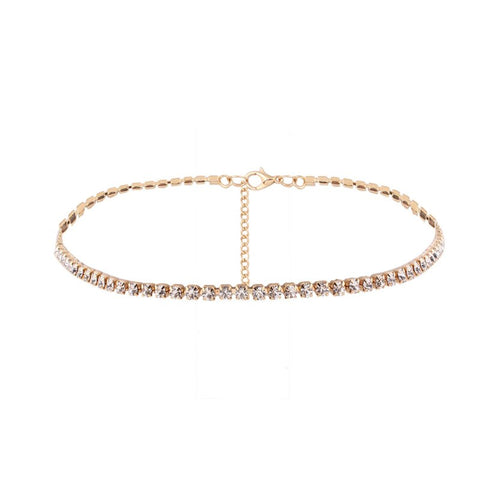 Fashion 1PC Simple Rhinestones Temperament Necklace For women Silver Gold color female clavicle choker Weddings Jewelry