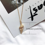 Fashion Gold Color Cowrie Shell Necklace Women Boho Ocean Beach Conch Pendant Necklace