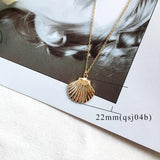 Fashion Gold Color Cowrie Shell Necklace Women Boho Ocean Beach Conch Pendant Necklace