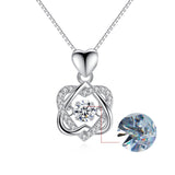 Fashion Romantic Double Heart Flower Pendant Necklace with Zircon Rose Gold/Silver Color Necklace For Women Jewelry