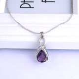 Female charm Water drop pink/purple necklaces pendants jewellery chains crystal women fine jewelry Pendant with stone