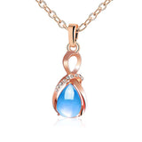 Female charm Water drop pink/purple necklaces pendants jewellery chains crystal women fine jewelry Pendant with stone