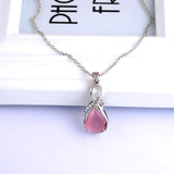 Female charm Water drop pink/purple necklaces pendants jewellery chains crystal women fine jewelry Pendant with stone