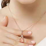 Female charm Water drop pink/purple necklaces pendants jewellery chains crystal women fine jewelry Pendant with stone