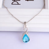 Female charm Water drop pink/purple necklaces pendants jewellery chains crystal women fine jewelry Pendant with stone