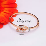 Free shipping Austrian Crystal  Rose Gold Color Women Bangles Romantic  Valentine's Day Gift Fashion Bracelet Women Lady