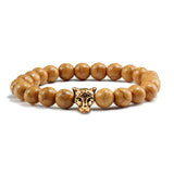 Gold Leopard Head Beads Buddha Bracelet Femme Homme Natural Stone Prayer Yogi Men Jewelry Ethnic Handmade Bracelets&Bangles Gift