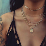 Gold color Choker Necklace for women Long Mary Tassel Pendant Chain Necklaces & Pendants Laces velvet chokers Fashion Jewelry