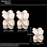 H:HYDE Bridal Womens New Fashion Jewelry Gold Color Enamel Austrian Crystal Flower Bijoux Stud Earrings For Wedding Dropshipping