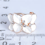 H:HYDE Bridal Womens New Fashion Jewelry Gold Color Enamel Austrian Crystal Flower Bijoux Stud Earrings For Wedding Dropshipping